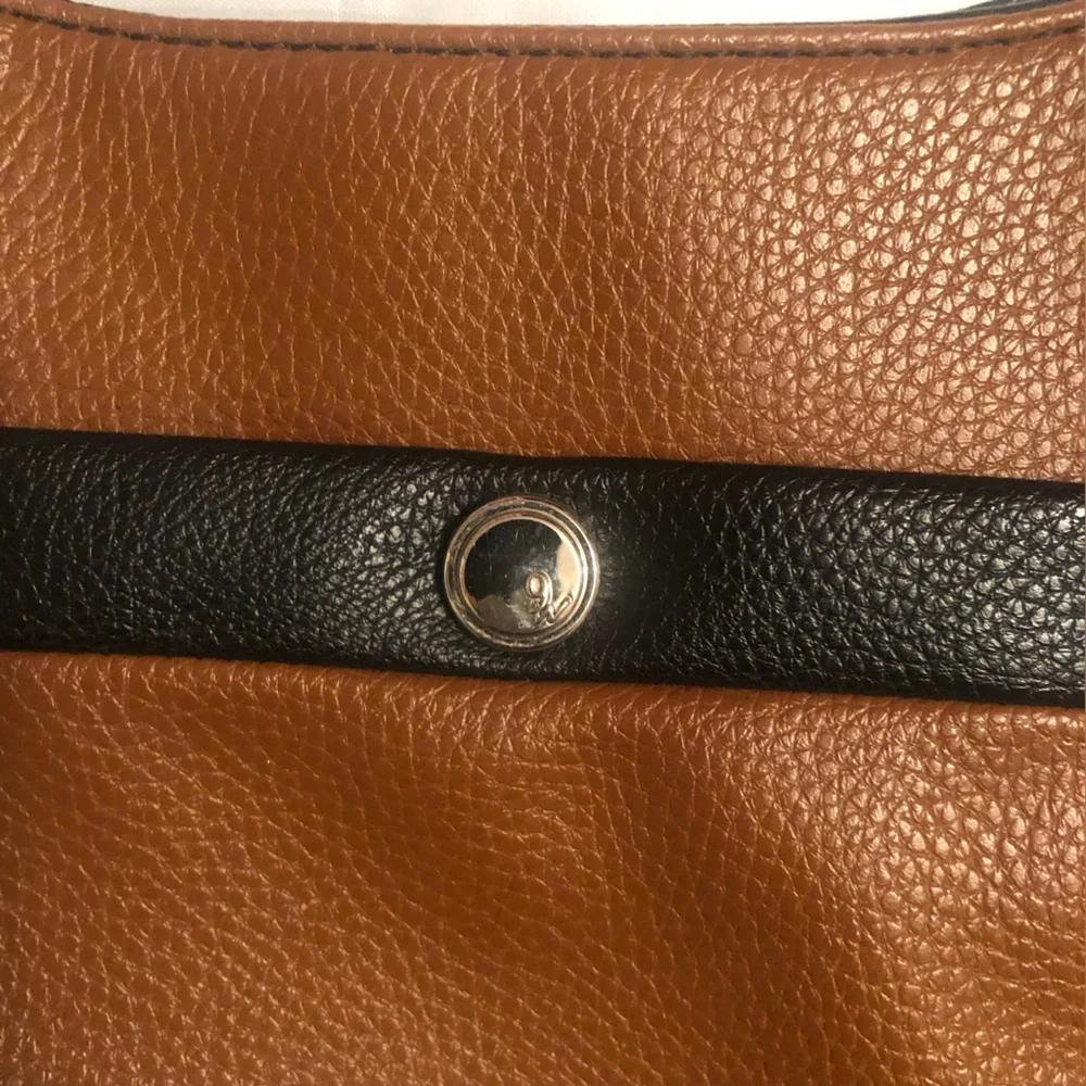 Nine West Brown and Black Pebbled Leather crossbody Messenger